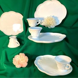 4 - Milk Glass Luncheon Sets Indiana Glass Co